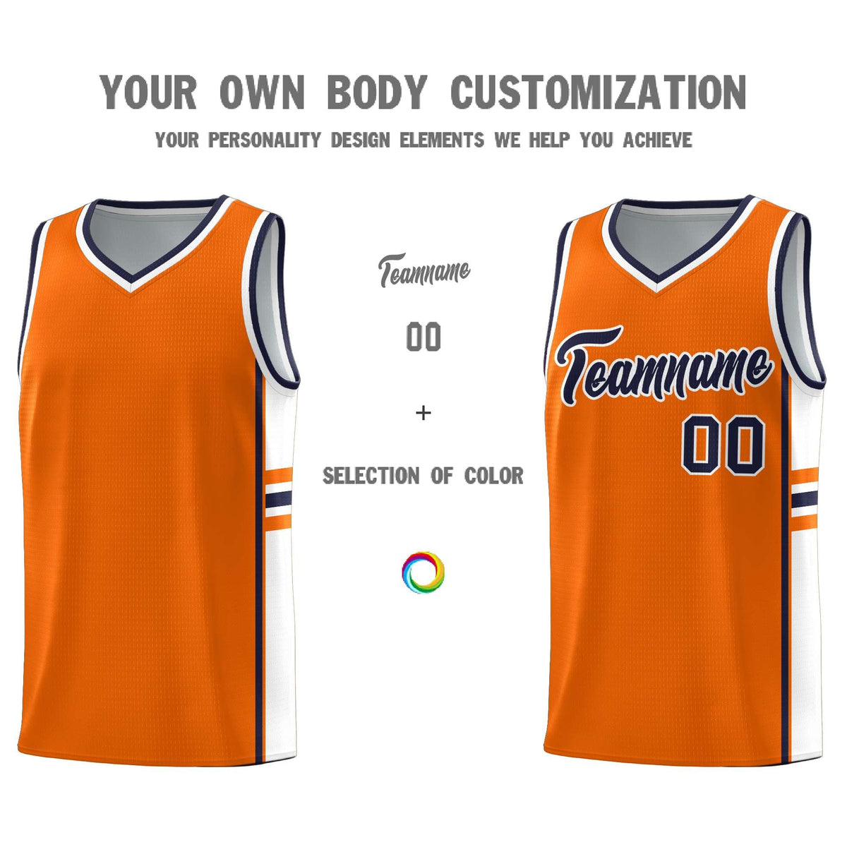 Custom Youth Basketball Jersey - Orange White Personalized Varsity Two-Tone Uniform