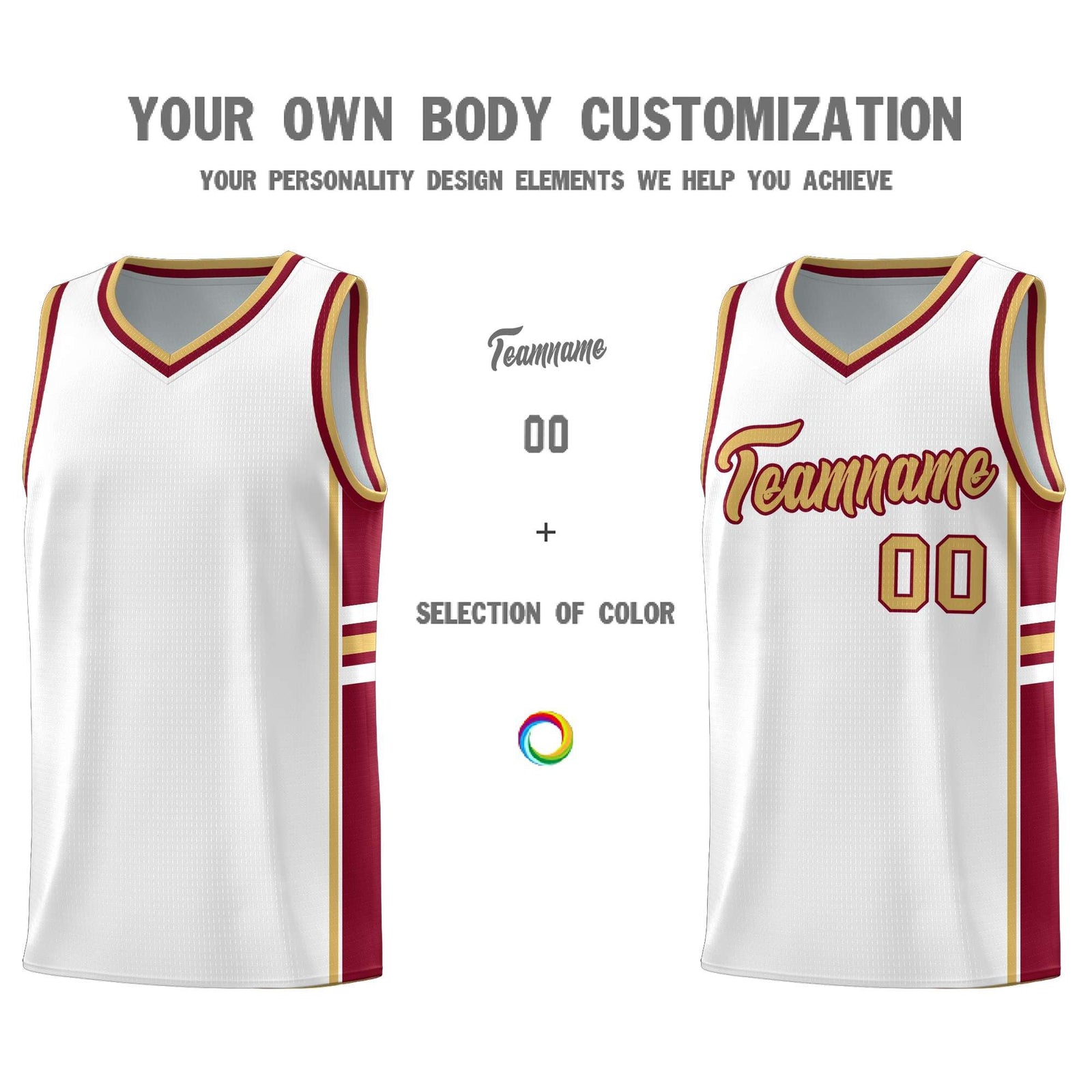 Custom Youth Basketball Jersey - White Crimson Two-Tone Varsity Jersey Set
