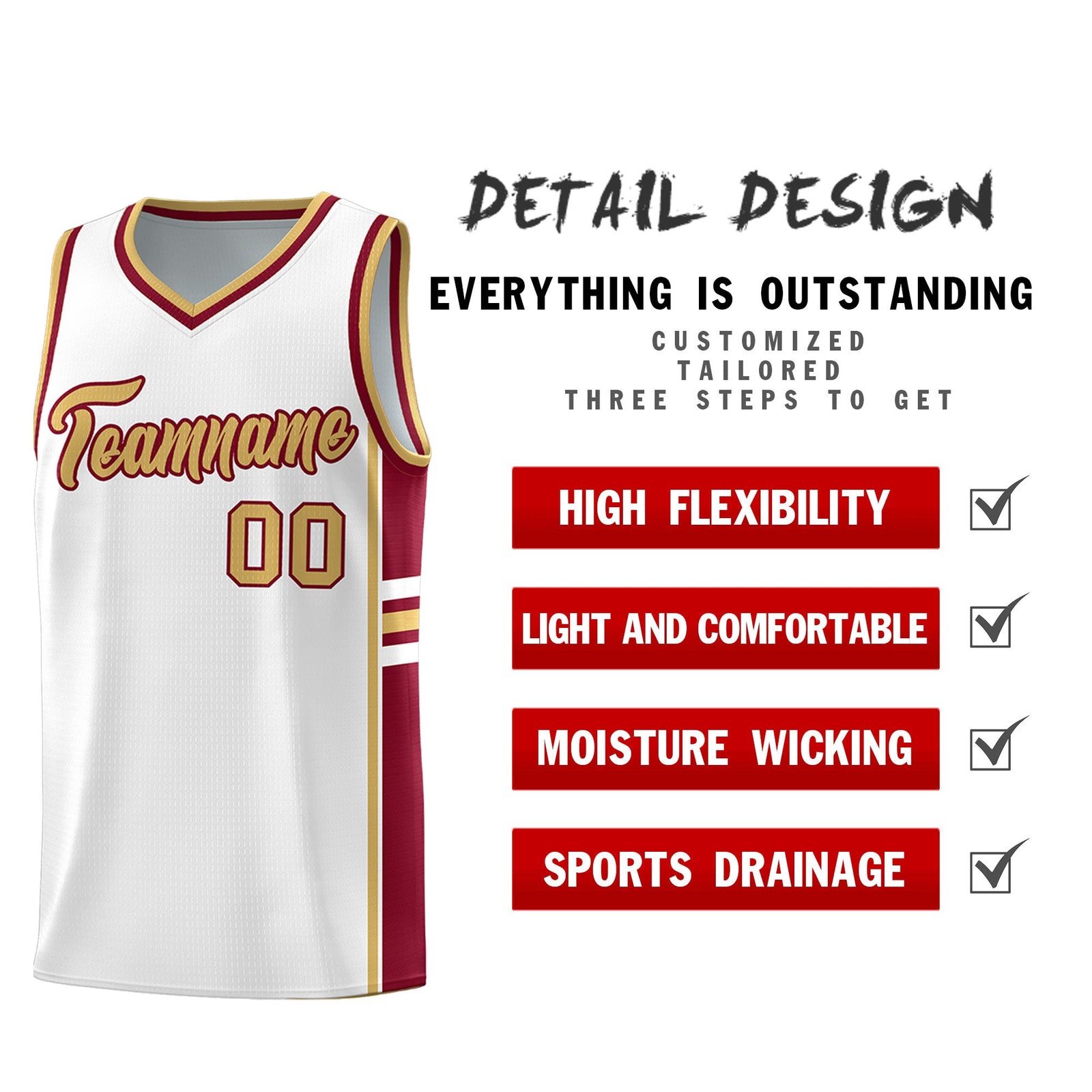 Custom Youth Basketball Jersey - White Crimson Two-Tone Varsity Jersey Set
