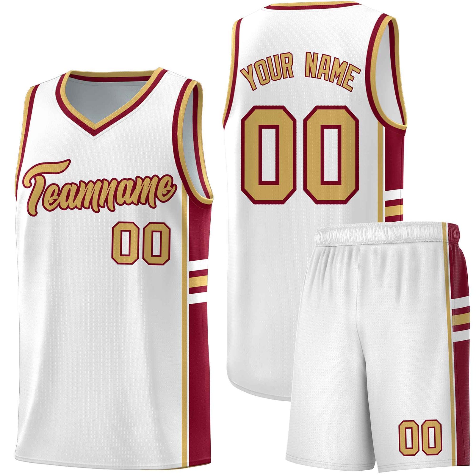 Custom Youth Basketball Jersey - White Crimson Two-Tone Varsity Jersey Set
