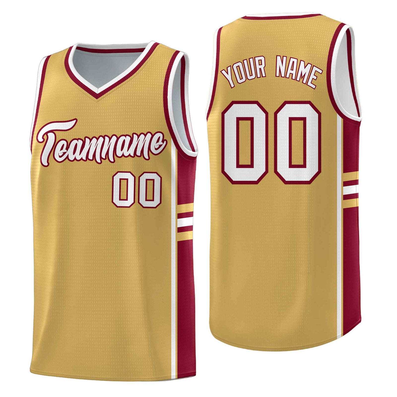 Custom Youth Basketball Jersey - Old Gold Crimson Two-Tone Classic Varsity Uniform