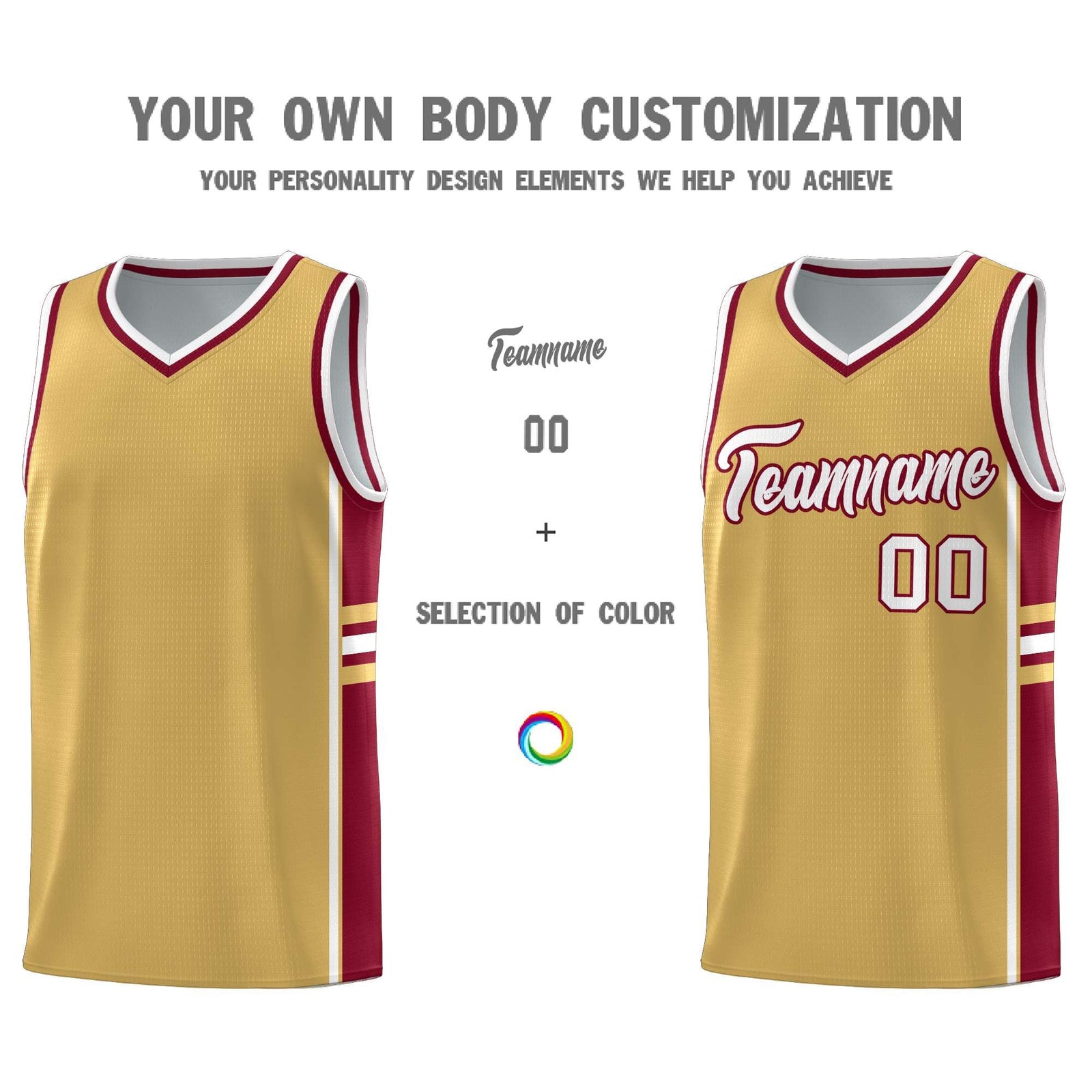 Custom Youth Basketball Jersey - Old Gold Crimson Two-Tone Classic Varsity Uniform