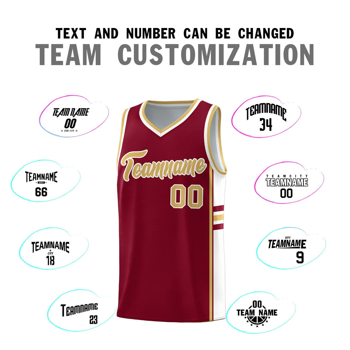 Custom Youth Basketball Jersey - Crimson Old Gold Personalized Varsity Two-Tone Uniform