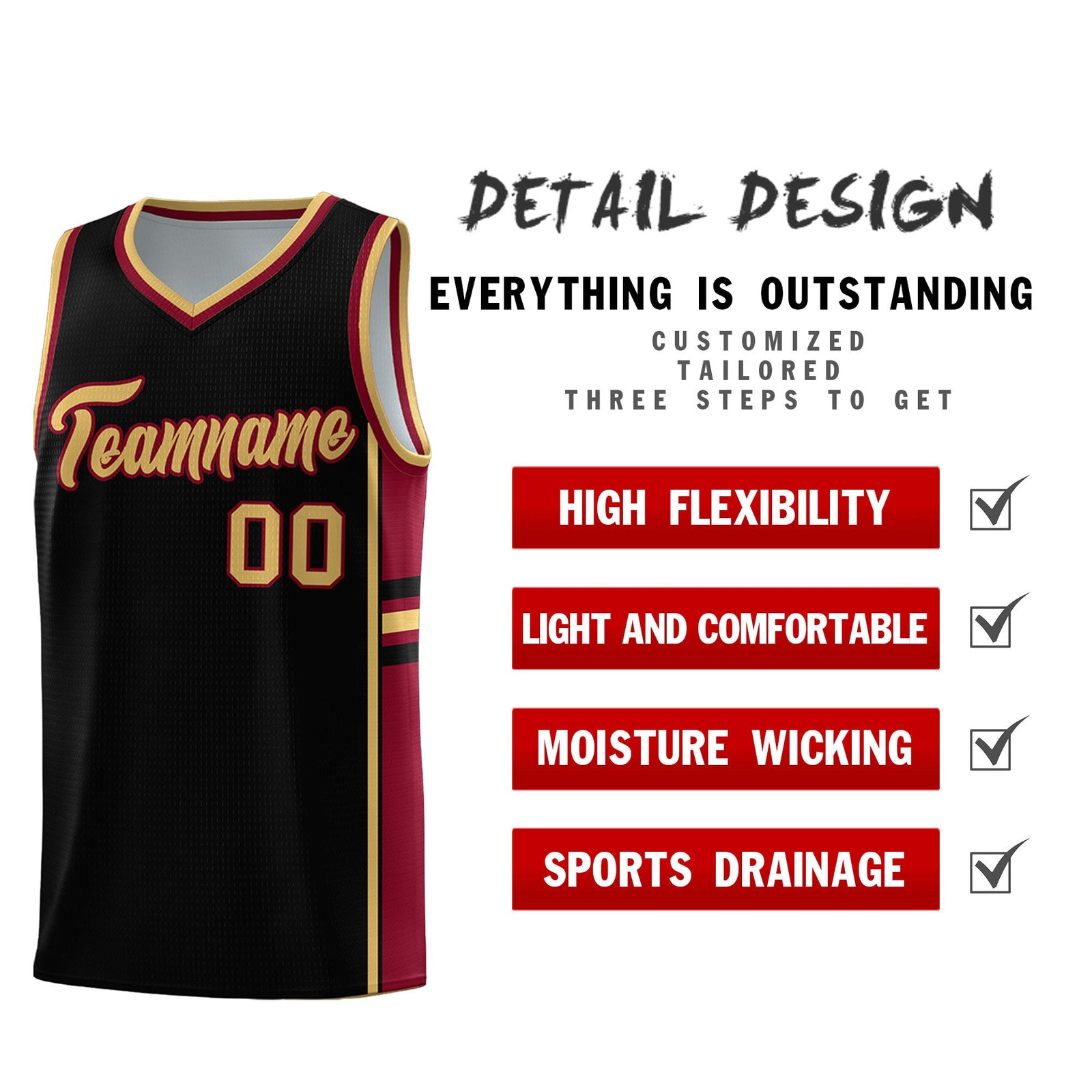 Custom Youth Basketball Jersey - Black Crimson Two-Tone Varsity Jersey Set