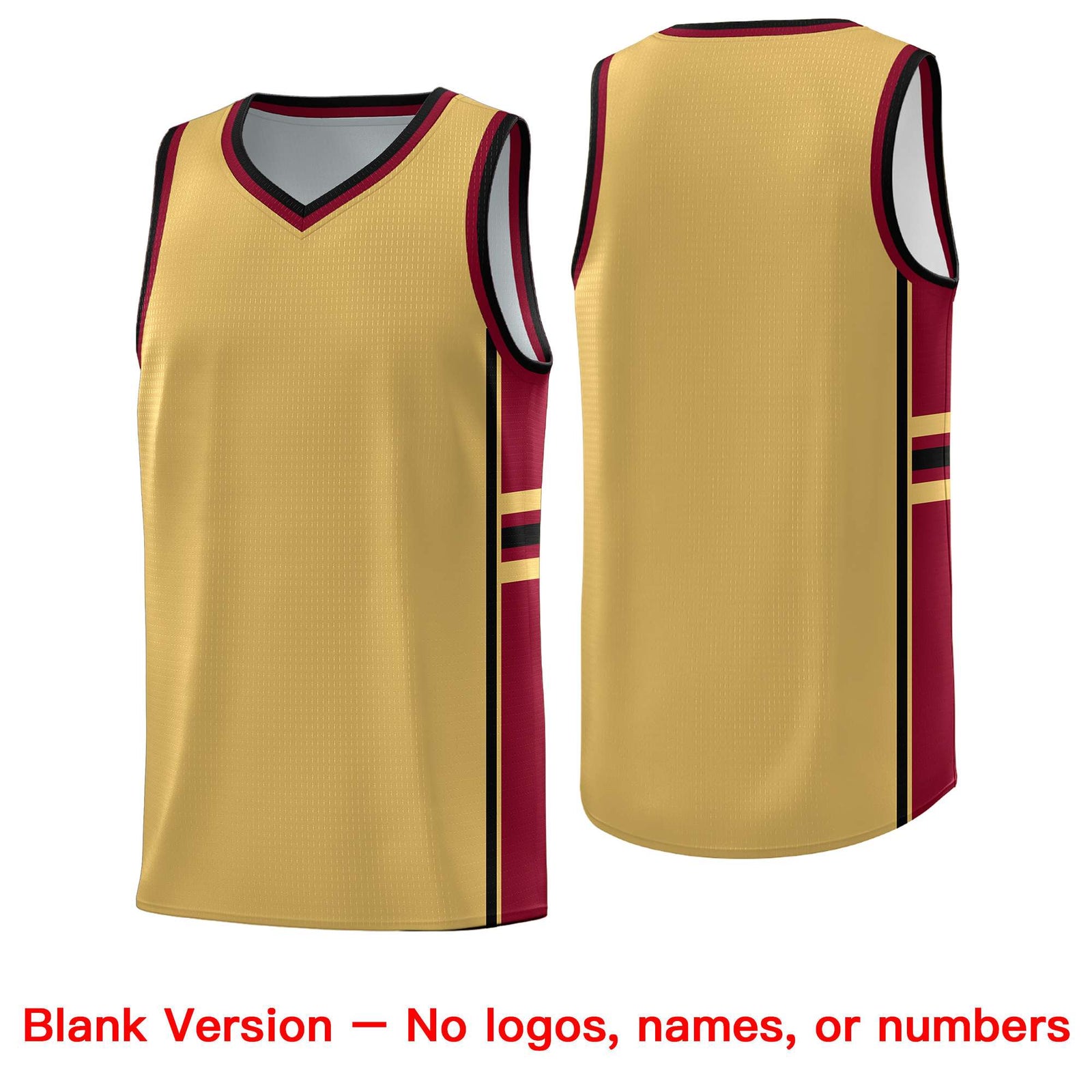Custom Youth Basketball Jersey - Old Gold Crimson Two-Tone Classic Varsity Uniform
