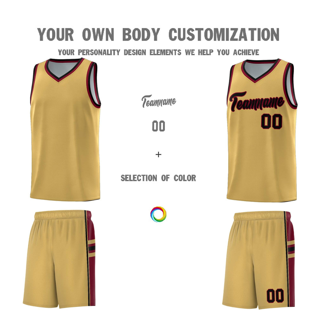 Custom Youth Basketball Jersey - Old Gold Crimson Two-Tone Classic Varsity Uniform