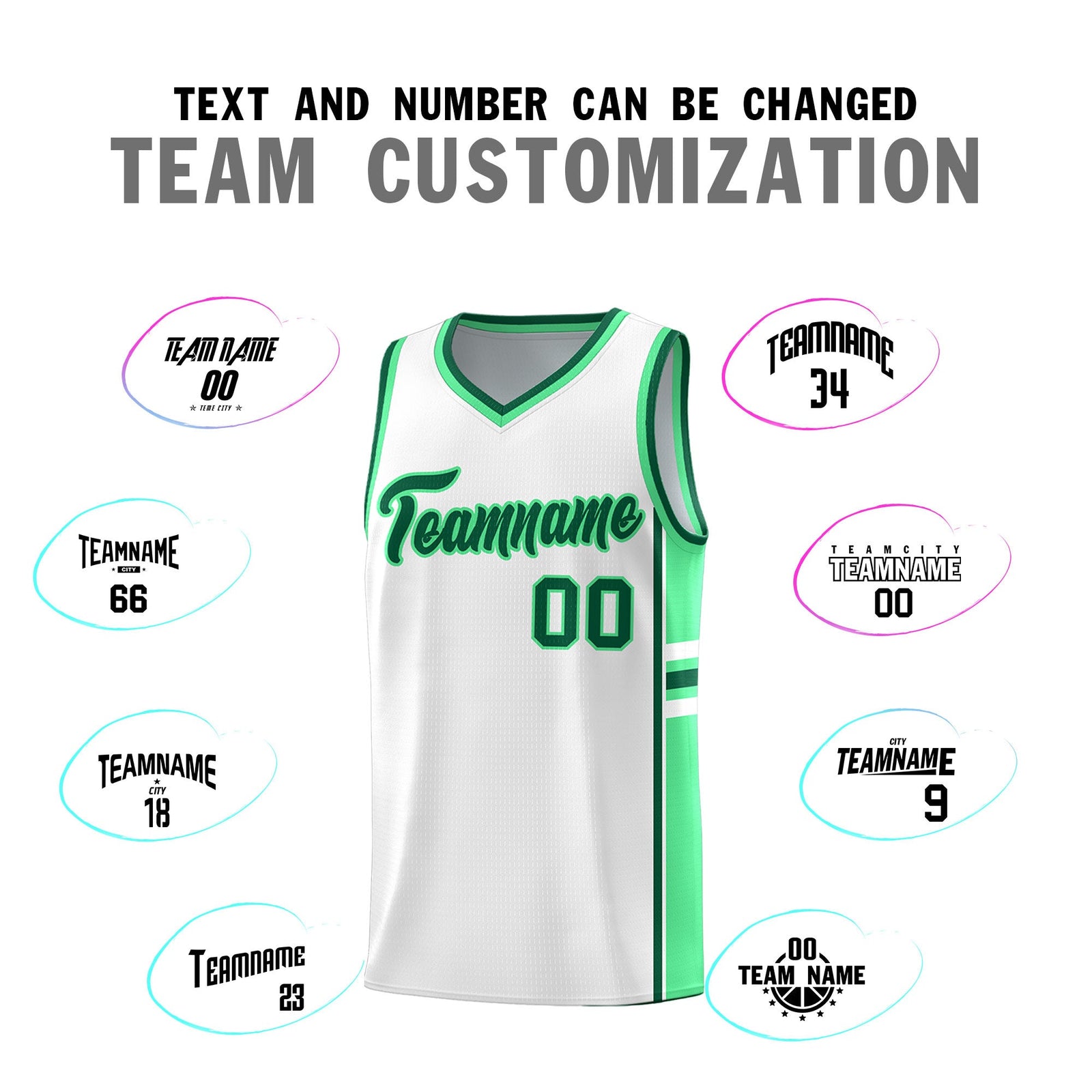 Custom Youth Basketball Jersey - White Green Two-Tone Varsity Jersey Set