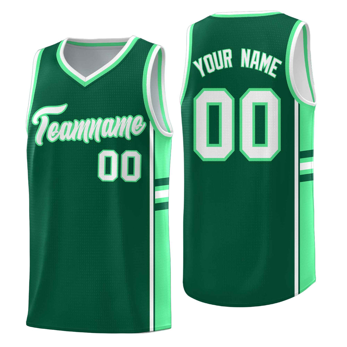 Custom Youth Basketball Jersey - Kelly Green Green Two-Tone Classic Varsity Uniform