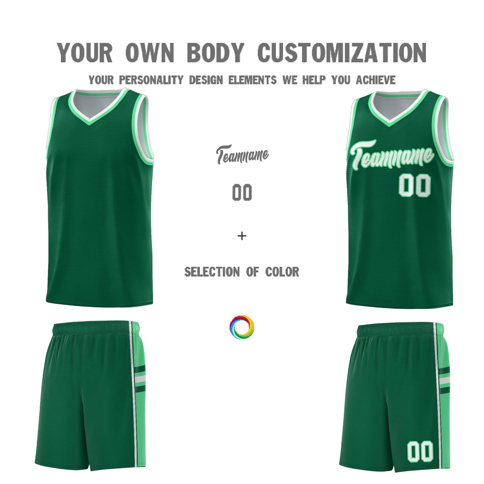 Custom Youth Basketball Jersey - Kelly Green Green Two-Tone Classic Varsity Uniform