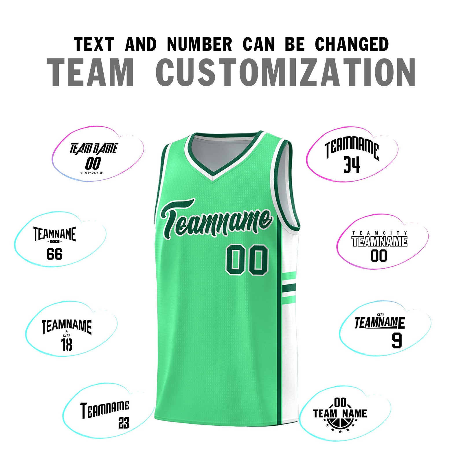 Custom Youth Basketball Jersey - Green White Personalized Varsity Two-Tone Uniform