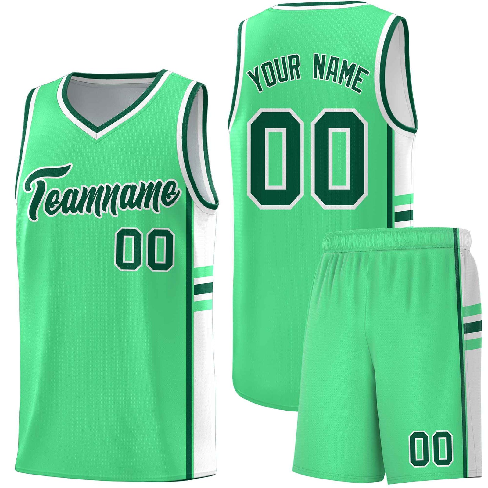 Custom Youth Basketball Jersey - Green White Personalized Varsity Two-Tone Uniform