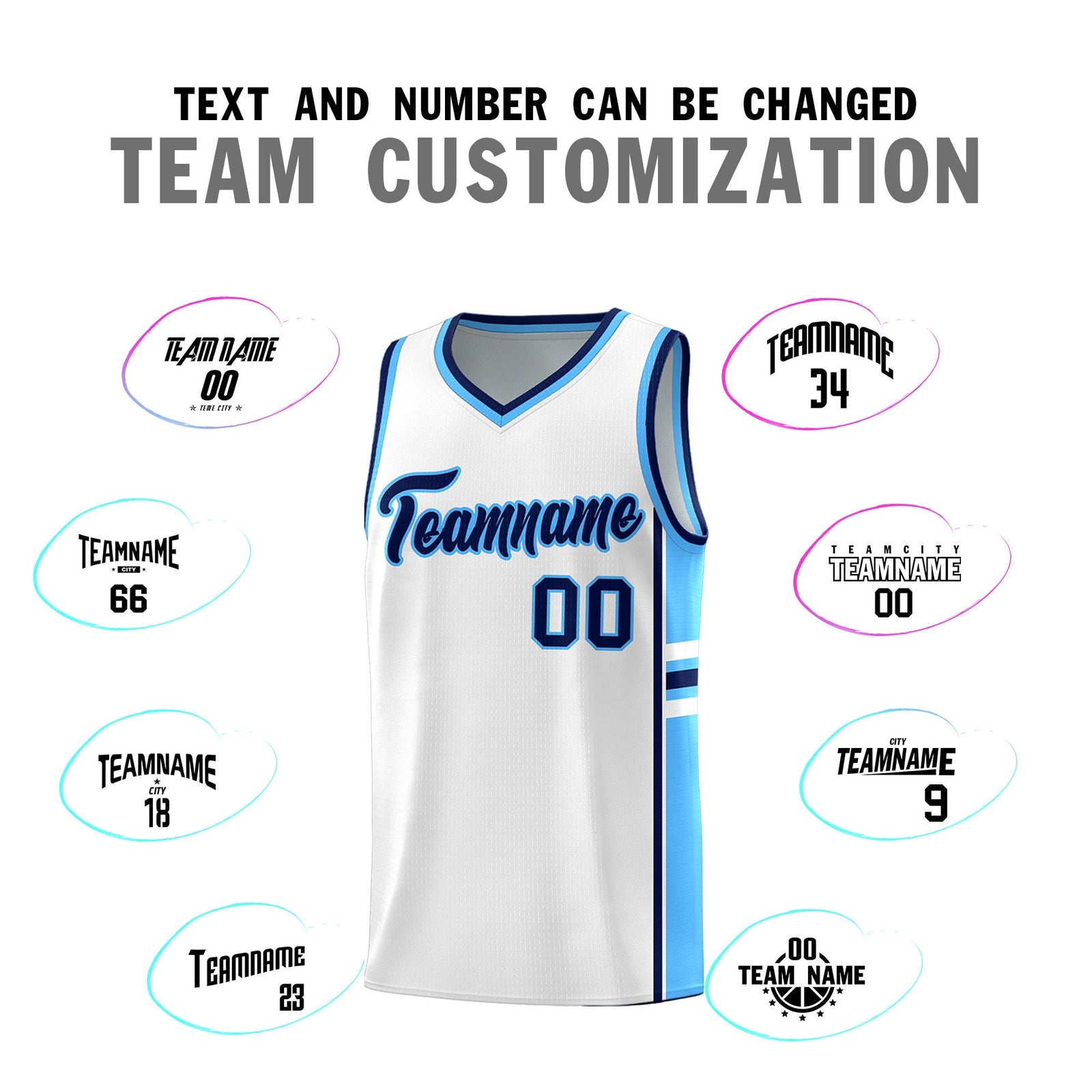 Custom Youth Basketball Jersey - White Powder Blue Two-Tone Varsity Jersey Set