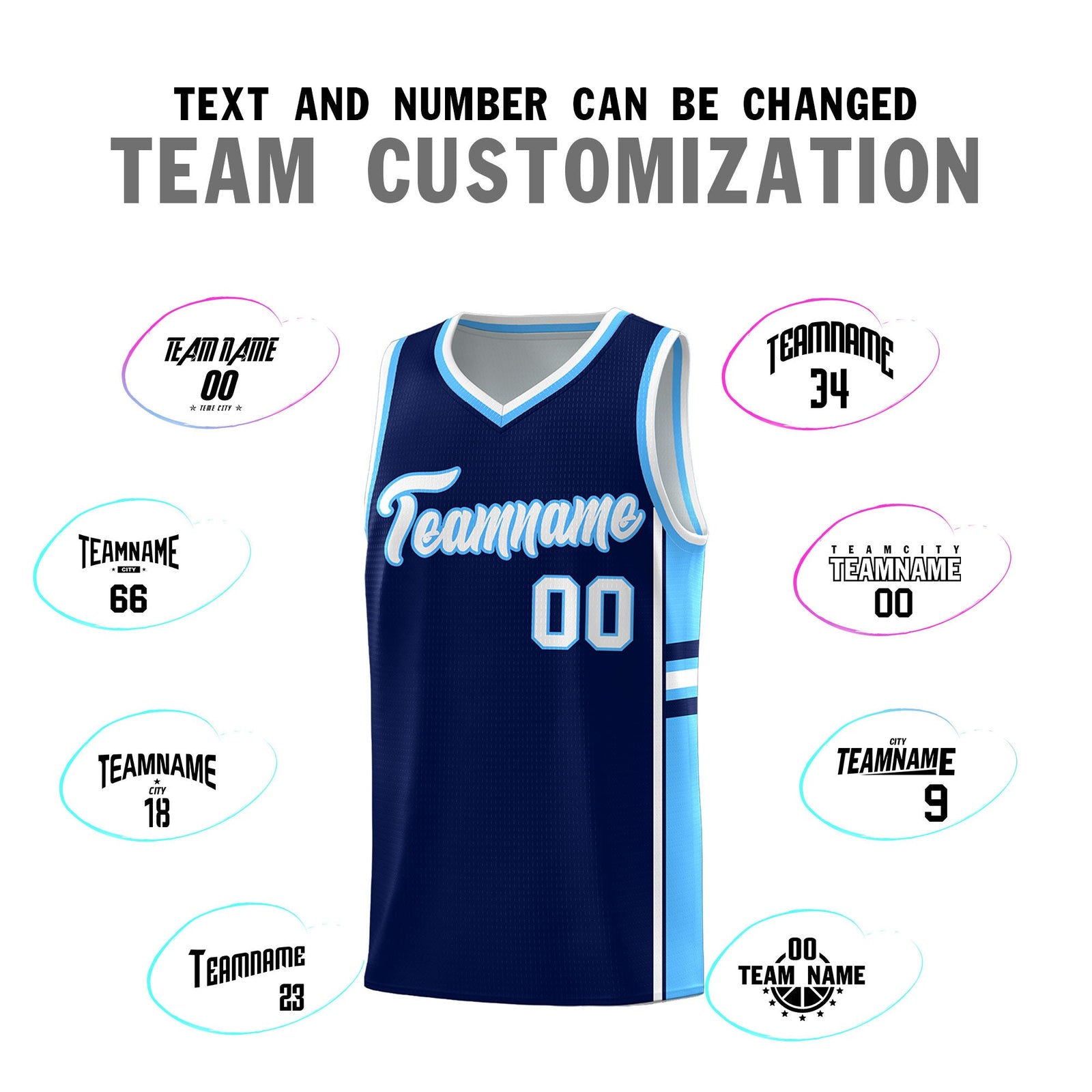 Custom Youth Basketball Jersey - Navy Powder Blue Two-Tone Classic Varsity Uniform