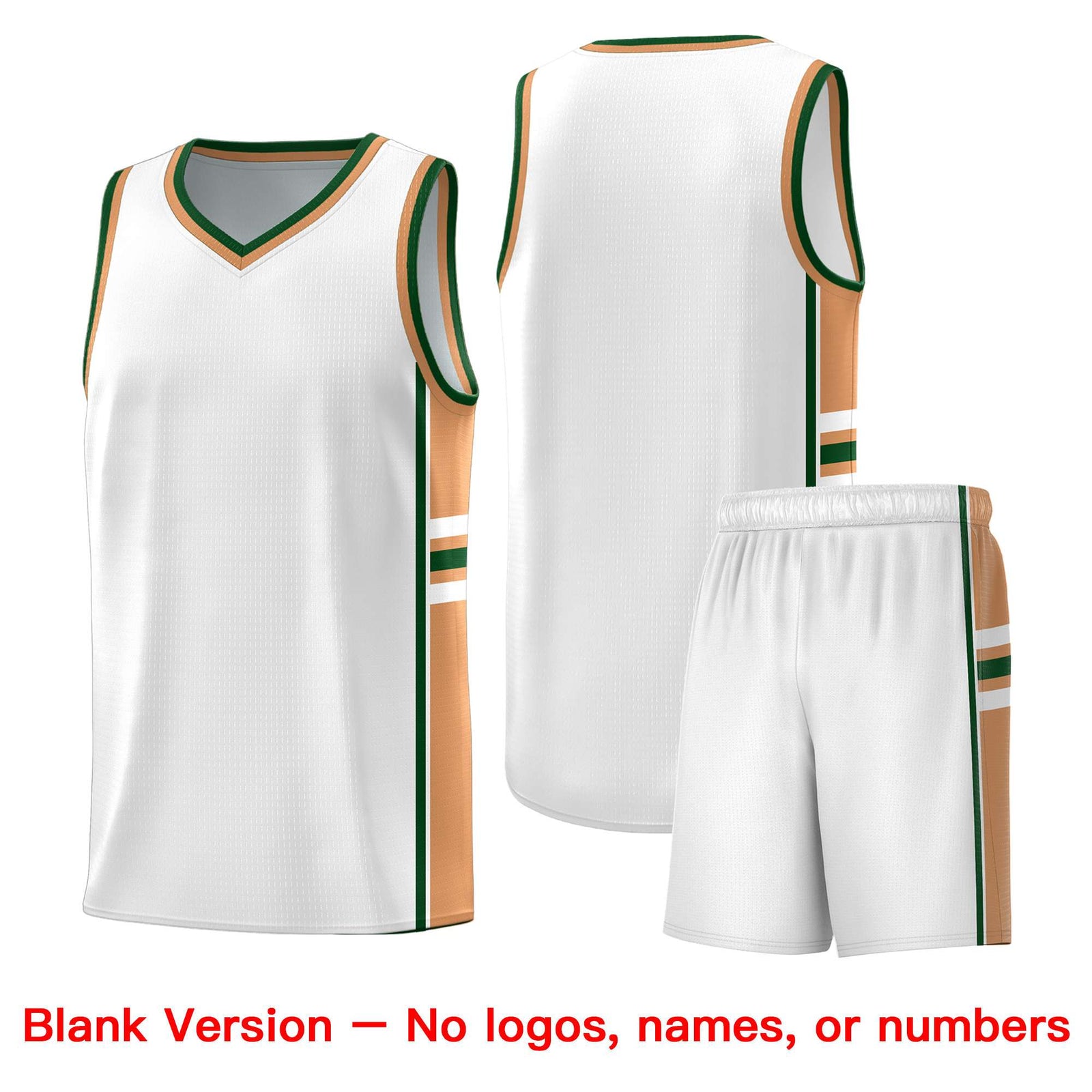 Custom Youth Basketball Jersey - White Buckskin Brown Two-Tone Varsity Jersey Set
