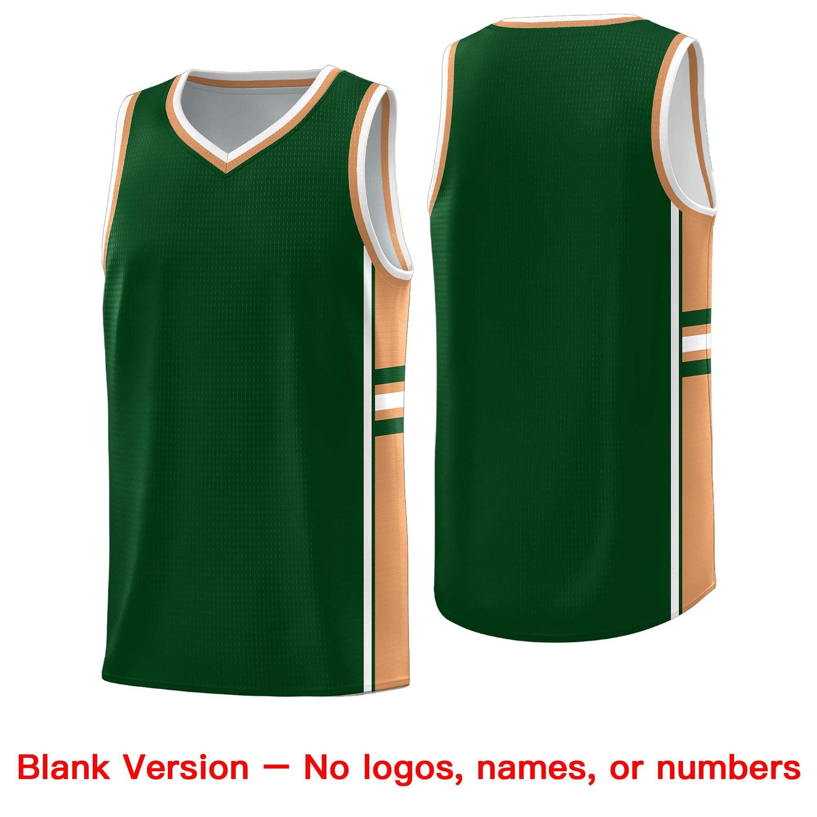 Custom Youth Basketball Jersey - Green Buckskin Brown Two-Tone Classic Varsity Uniform
