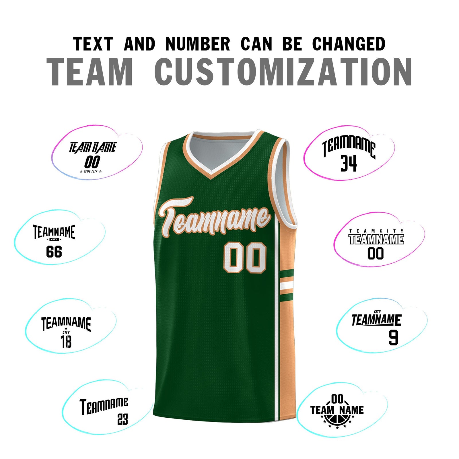 Custom Youth Basketball Jersey - Green Buckskin Brown Two-Tone Classic Varsity Uniform