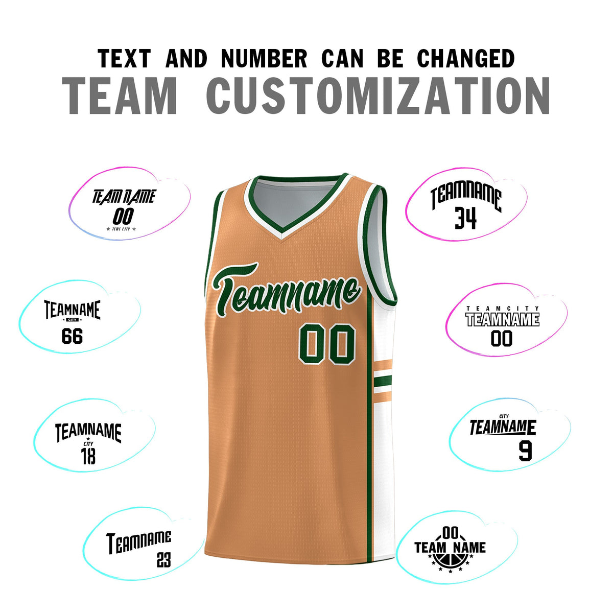 Custom Youth Basketball Jersey - Buckskin Brown White Personalized Varsity Two-Tone Uniform