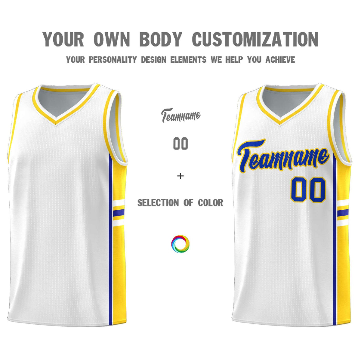 Custom Youth Basketball Jersey - White Fluorescent Yellow Two-Tone Varsity Jersey Set