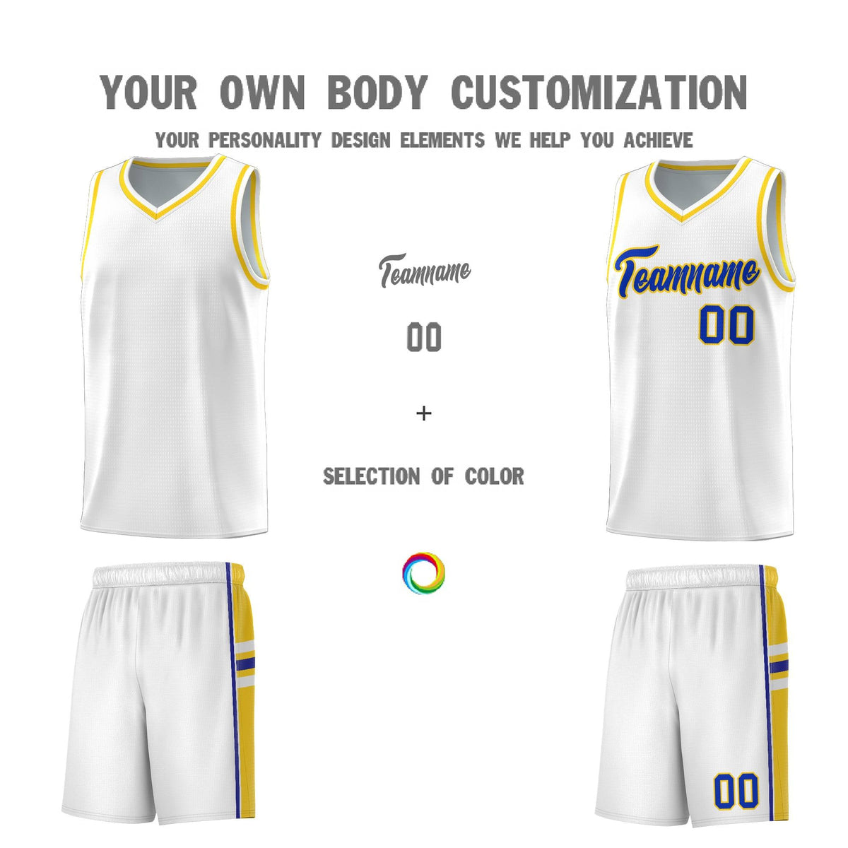 Custom Youth Basketball Jersey - White Fluorescent Yellow Two-Tone Varsity Jersey Set