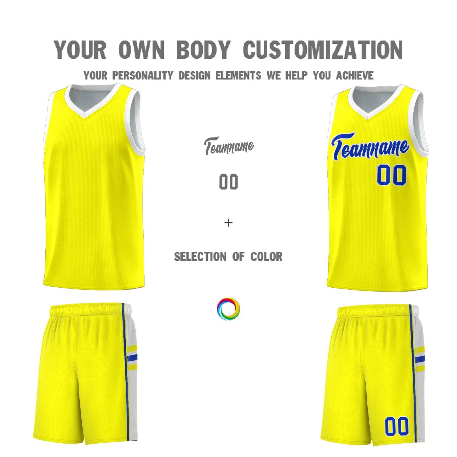 Custom Youth Basketball Jersey - Fluorescent Yellow White Two-Tone Classic Varsity Uniform