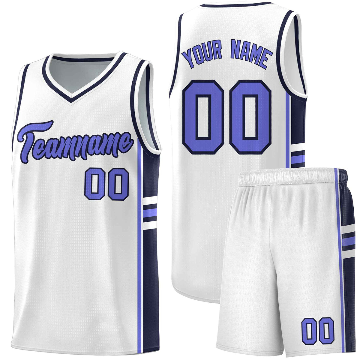 Custom Youth Basketball Jersey - White Navy Two-Tone Varsity Jersey Set