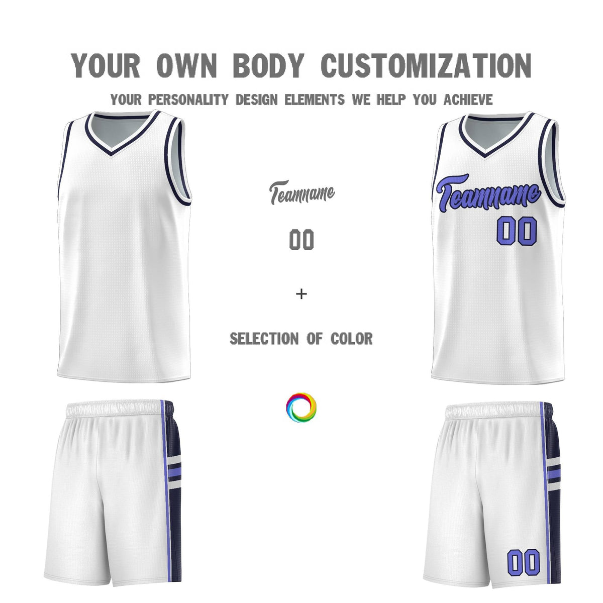 Custom Youth Basketball Jersey - White Navy Two-Tone Varsity Jersey Set