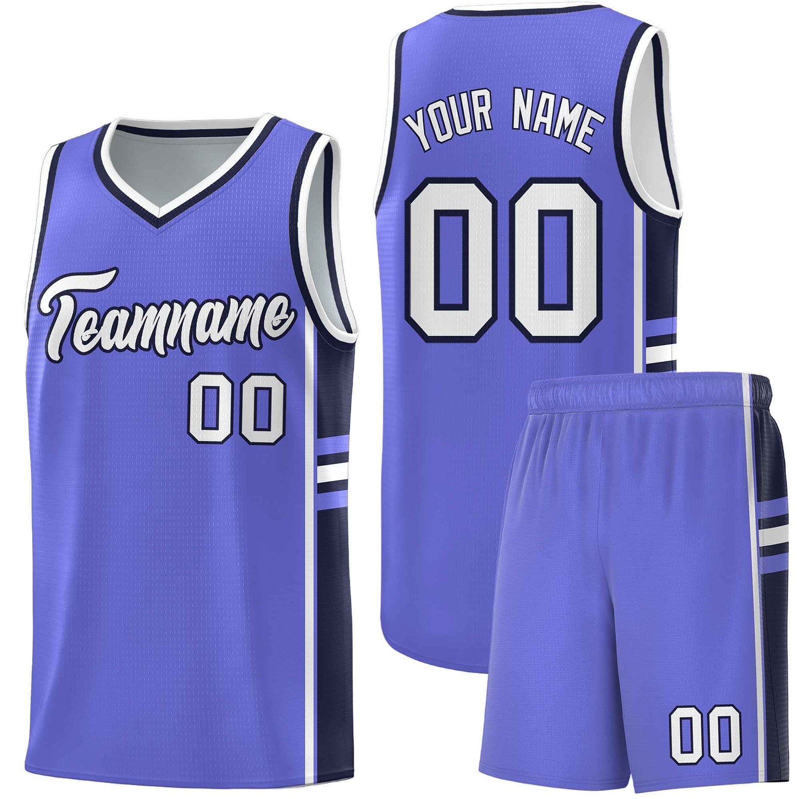 Custom Youth Basketball Jersey - Purple Navy Two-Tone Classic Varsity Uniform