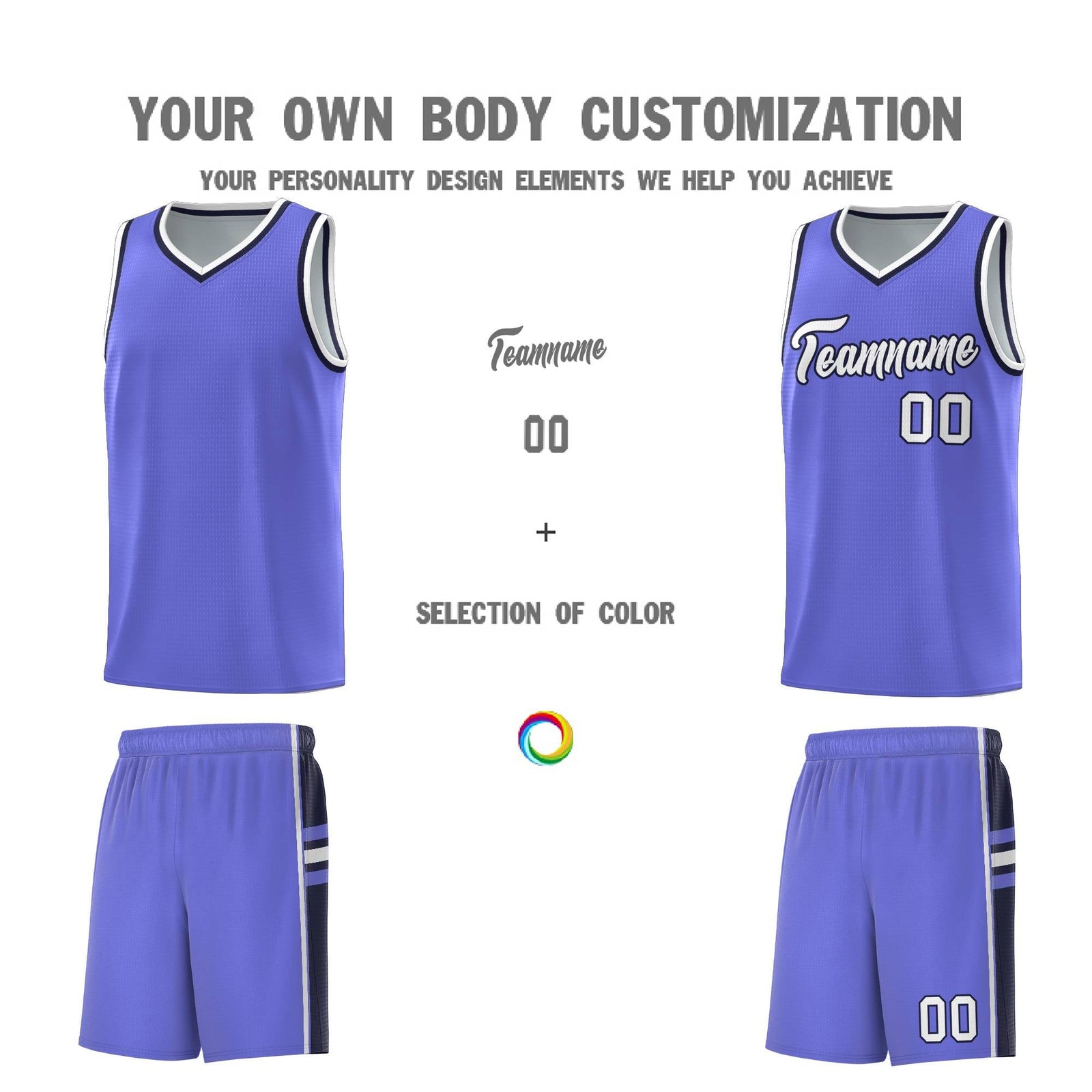 Custom Youth Basketball Jersey - Purple Navy Two-Tone Classic Varsity Uniform