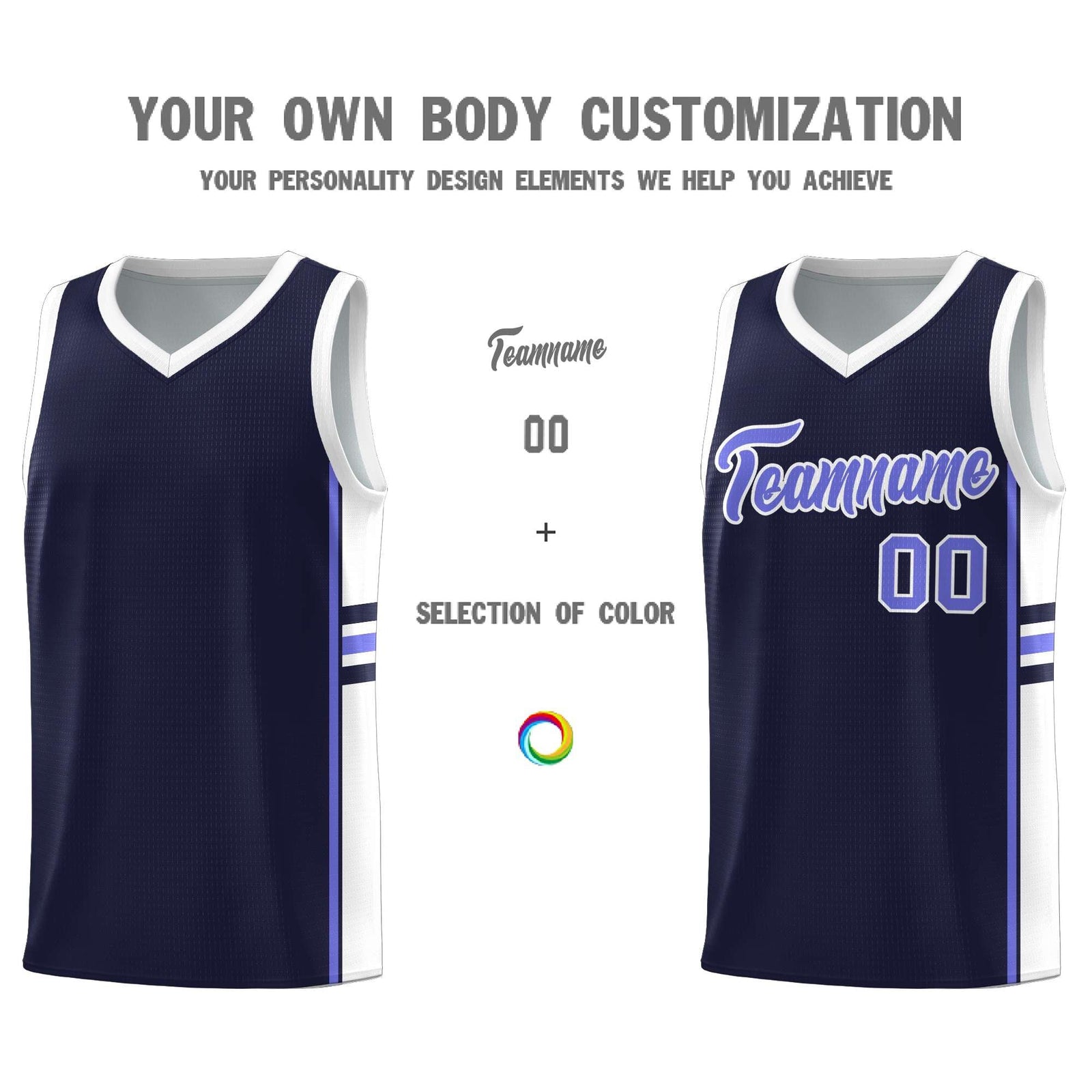 Custom Youth Basketball Jersey - Navy White Personalized Varsity Two-Tone Uniform