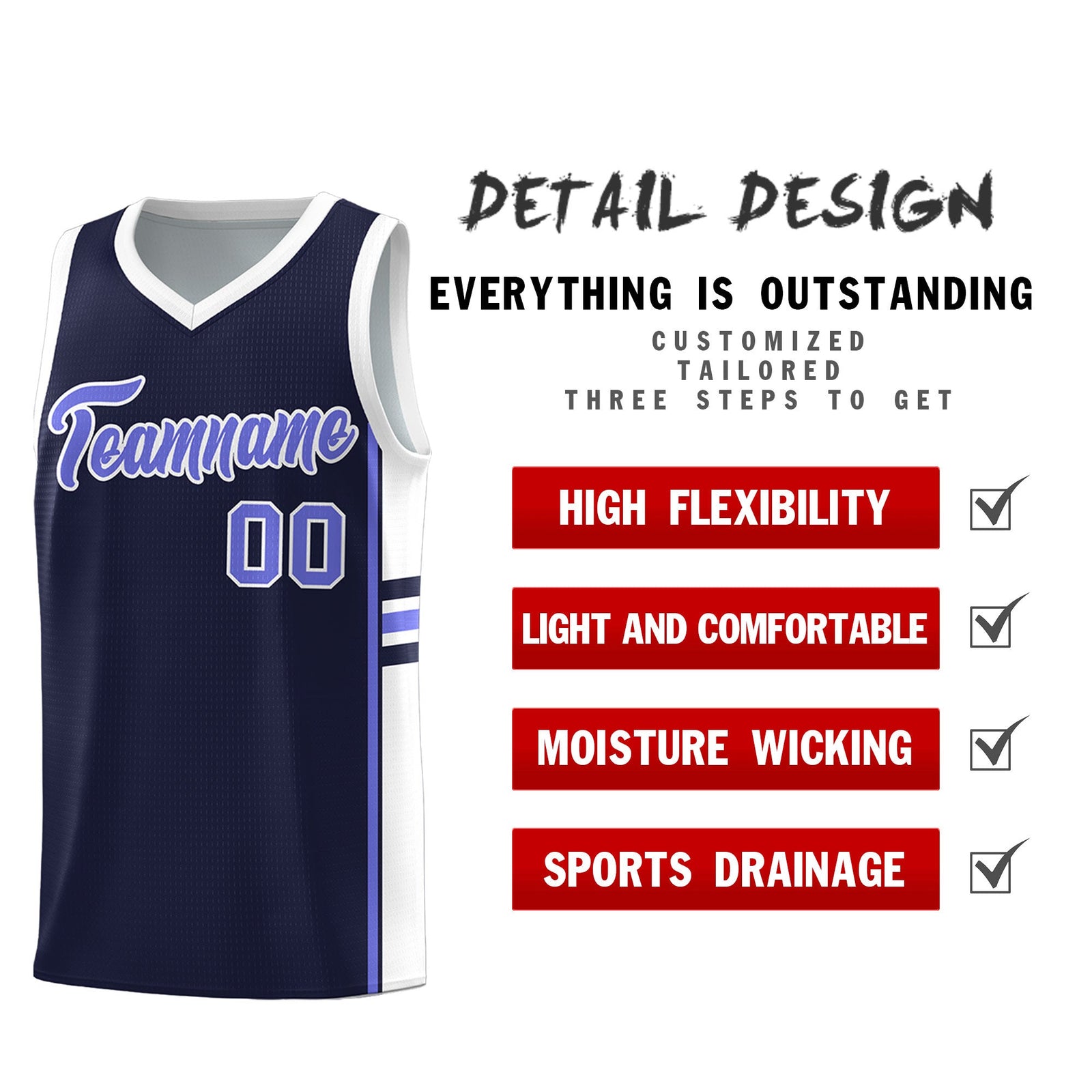 Custom Youth Basketball Jersey - Navy White Personalized Varsity Two-Tone Uniform