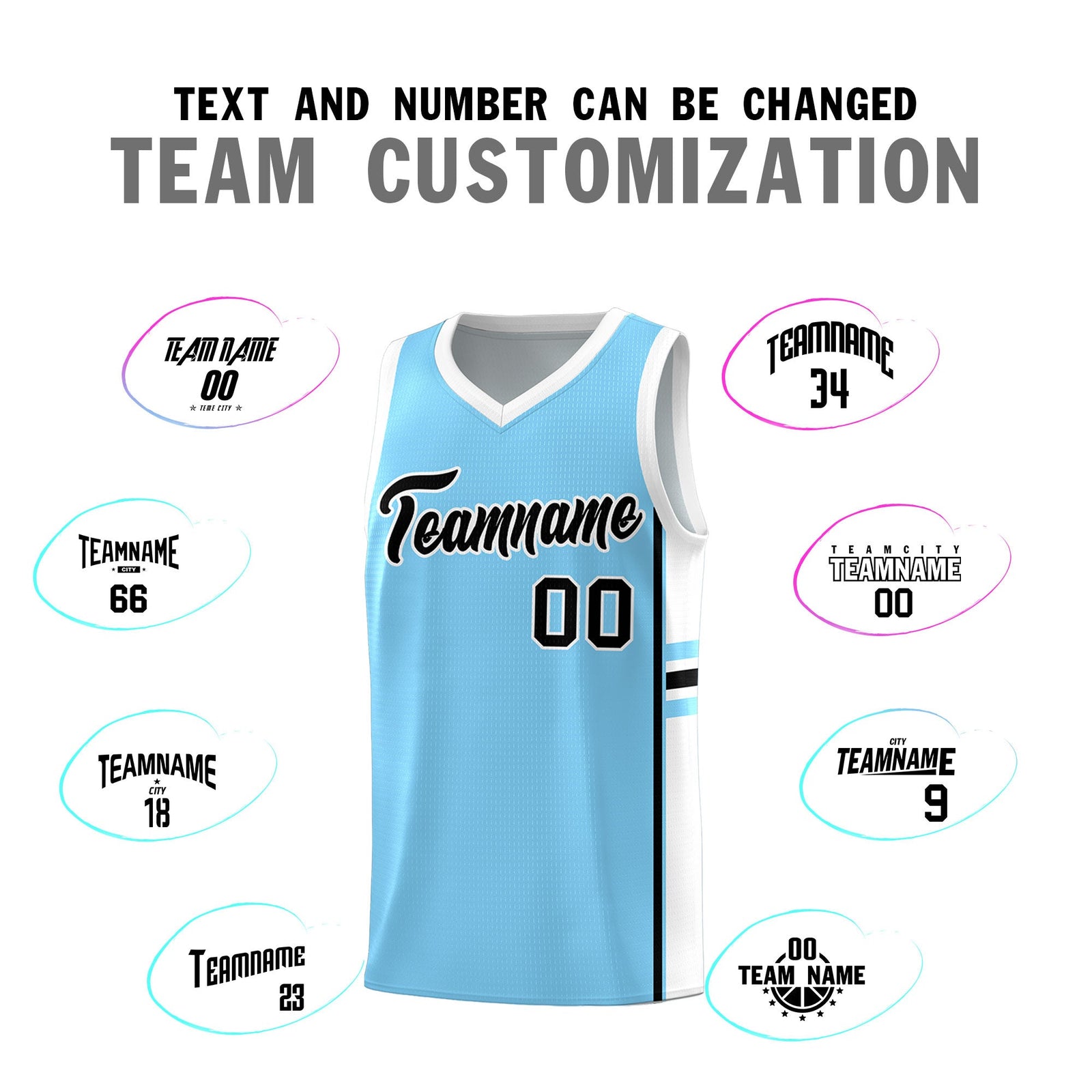 Custom Youth Basketball Jersey - Light Blue White Personalized Varsity Two-Tone Uniform
