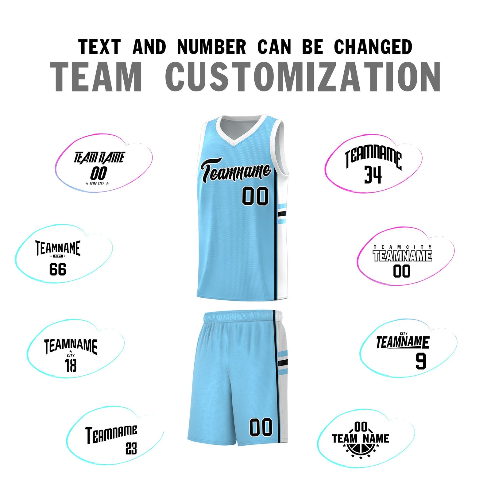 Custom Youth Basketball Jersey - Light Blue White Personalized Varsity Two-Tone Uniform