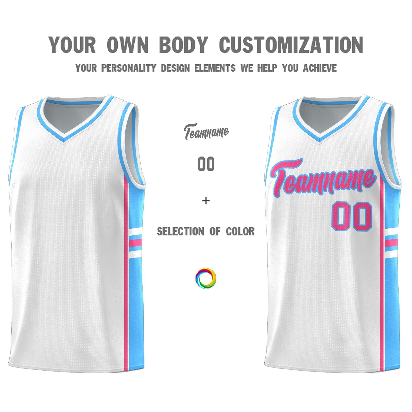 Custom Youth Basketball Jersey - White Powder Blue Two-Tone Varsity Jersey Set