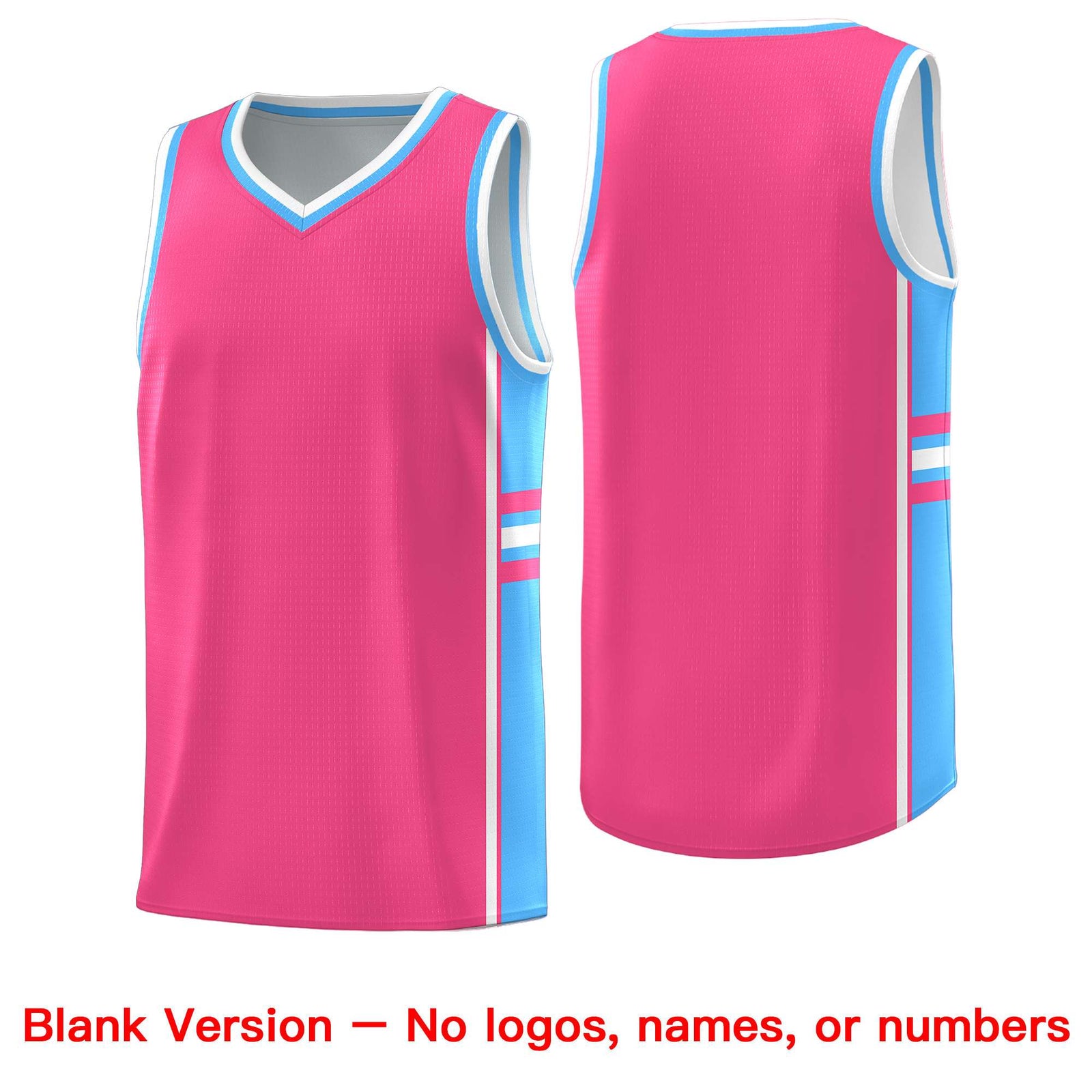 Custom Youth Basketball Jersey - Pink Powder Blue Two-Tone Classic Varsity Uniform