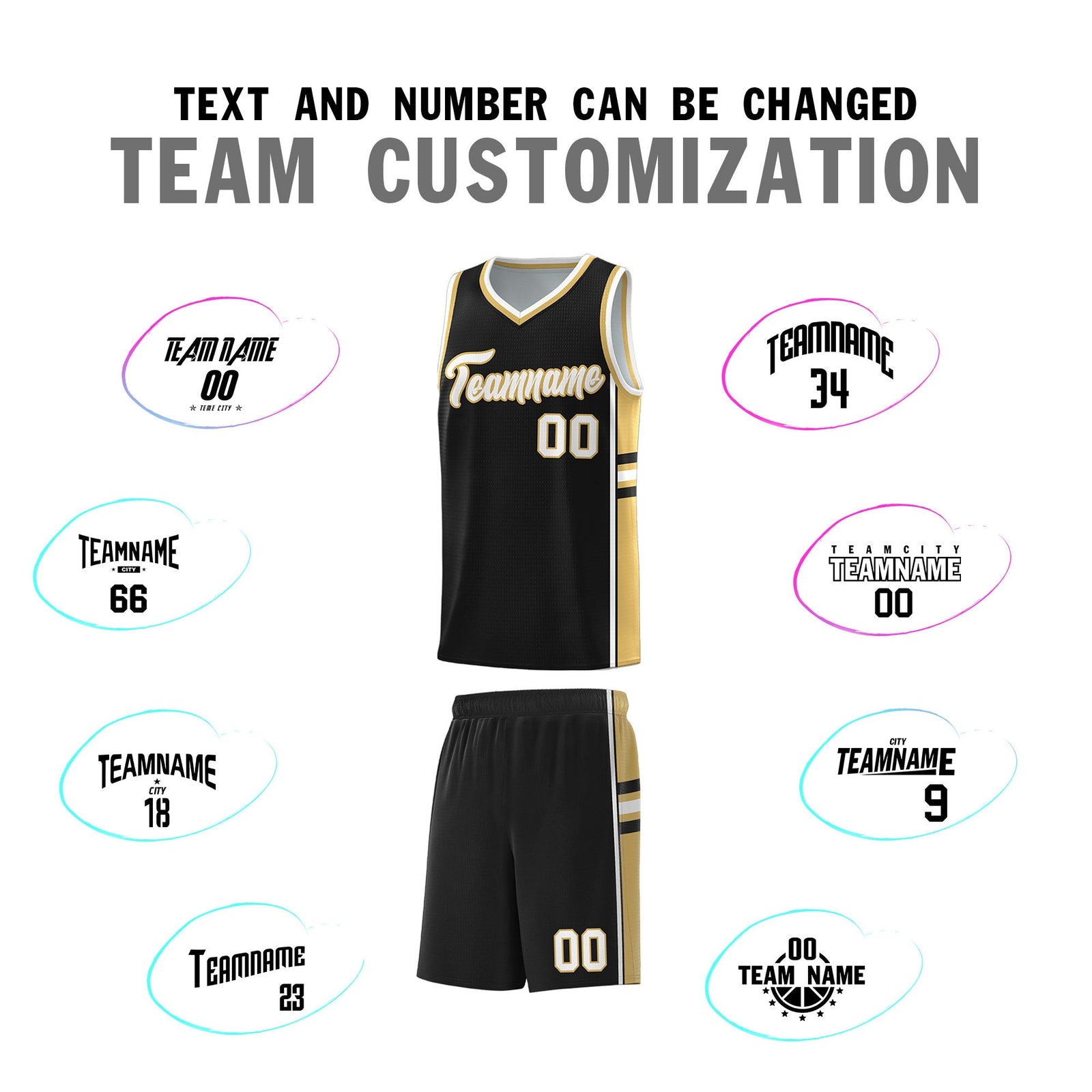 Custom Youth Basketball Jersey - Black Old Gold Two-Tone Classic Varsity Uniform