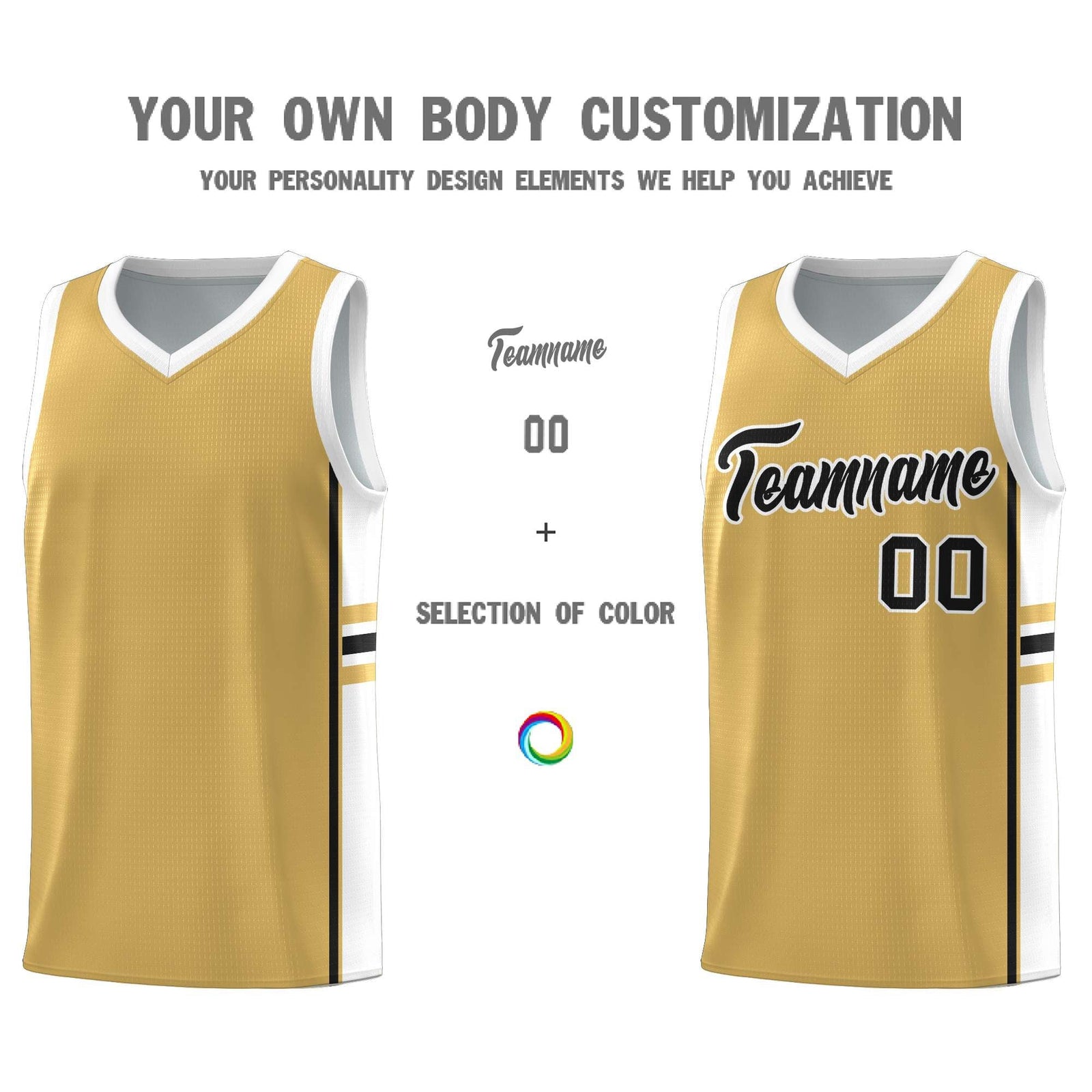 Custom Youth Basketball Jersey - Old Gold White Personalized Varsity Two-Tone Uniform