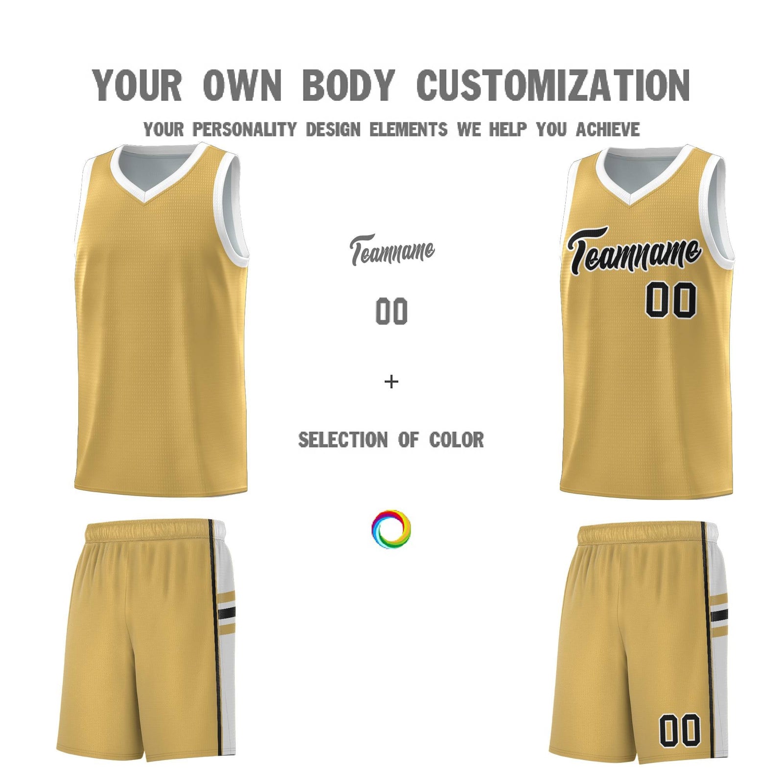 Custom Youth Basketball Jersey - Old Gold White Personalized Varsity Two-Tone Uniform