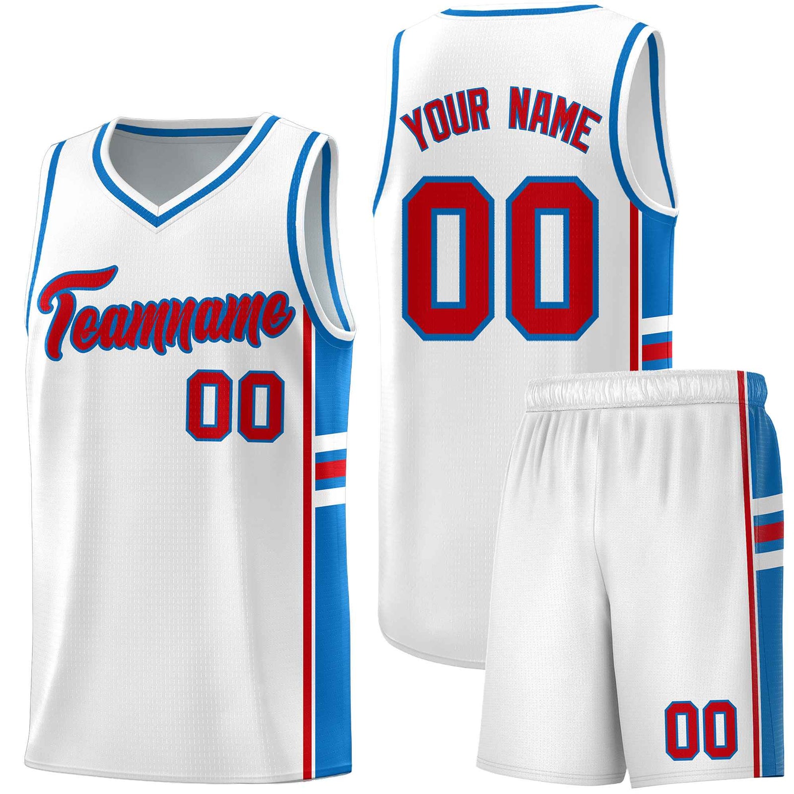 Custom Youth Basketball Jersey - White Royal Two-Tone Varsity Jersey Set
