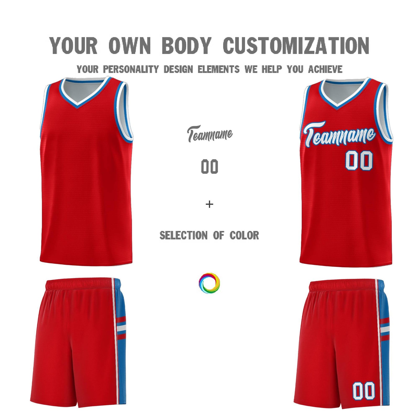 Custom Youth Basketball Jersey - Red Royal Two-Tone Classic Varsity Uniform