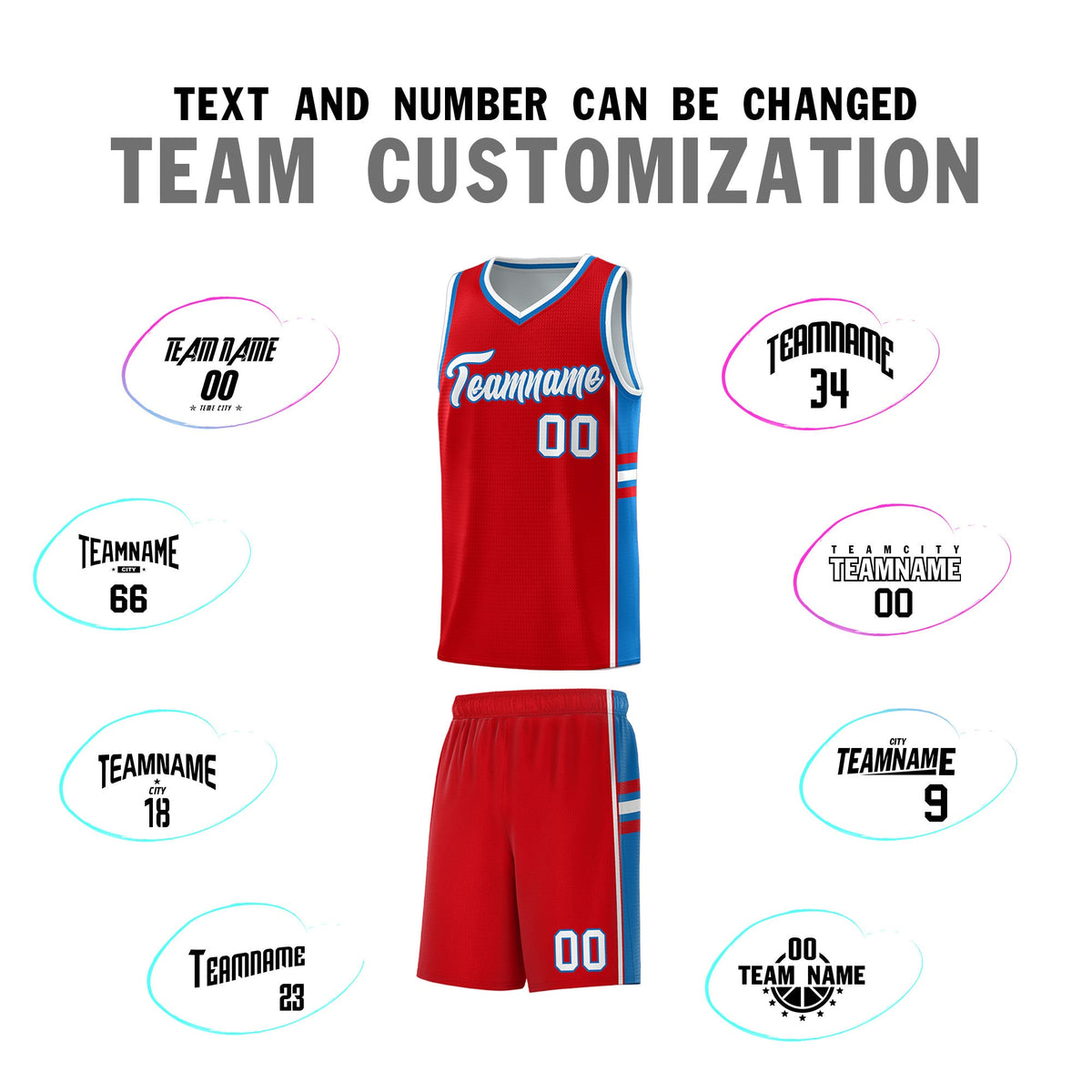 Custom Youth Basketball Jersey - Red Royal Two-Tone Classic Varsity Uniform