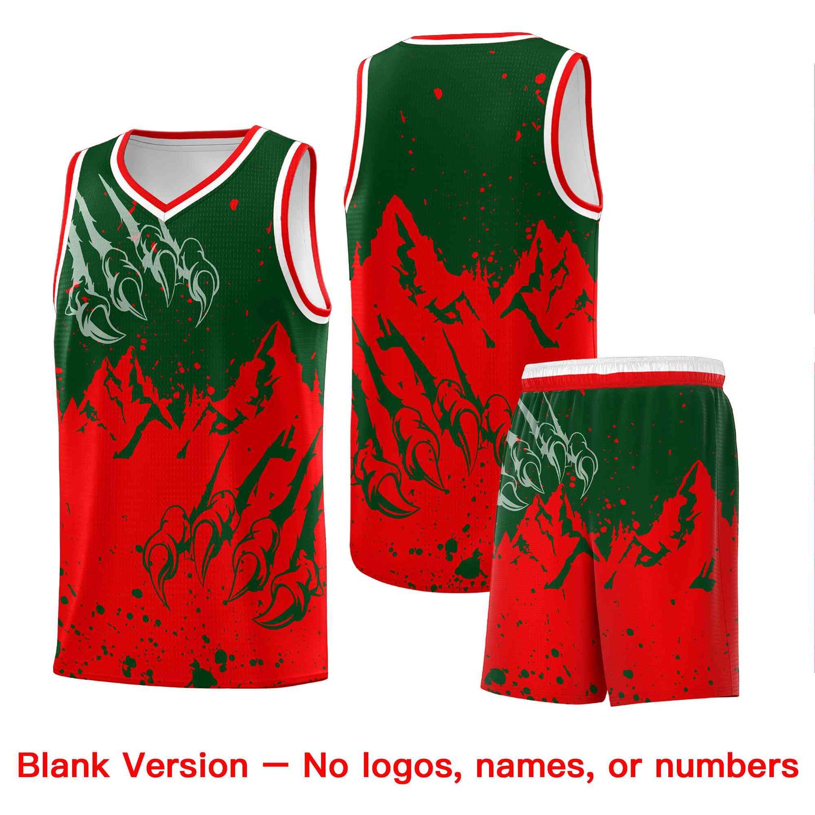 Custom Green Light Red Snow Mountain Beast Pattern Sports Uniform Basketball Jersey