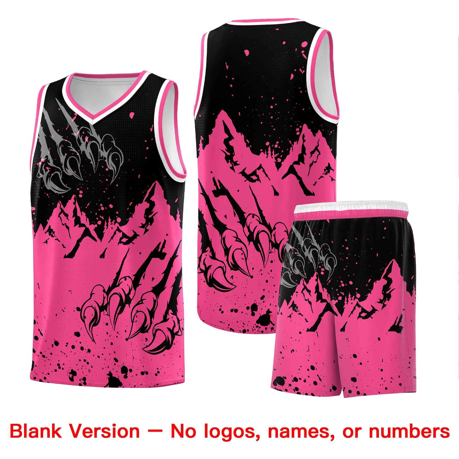 Custom Black Pink Snow Mountain Beast Pattern Sports Uniform Basketball Jersey