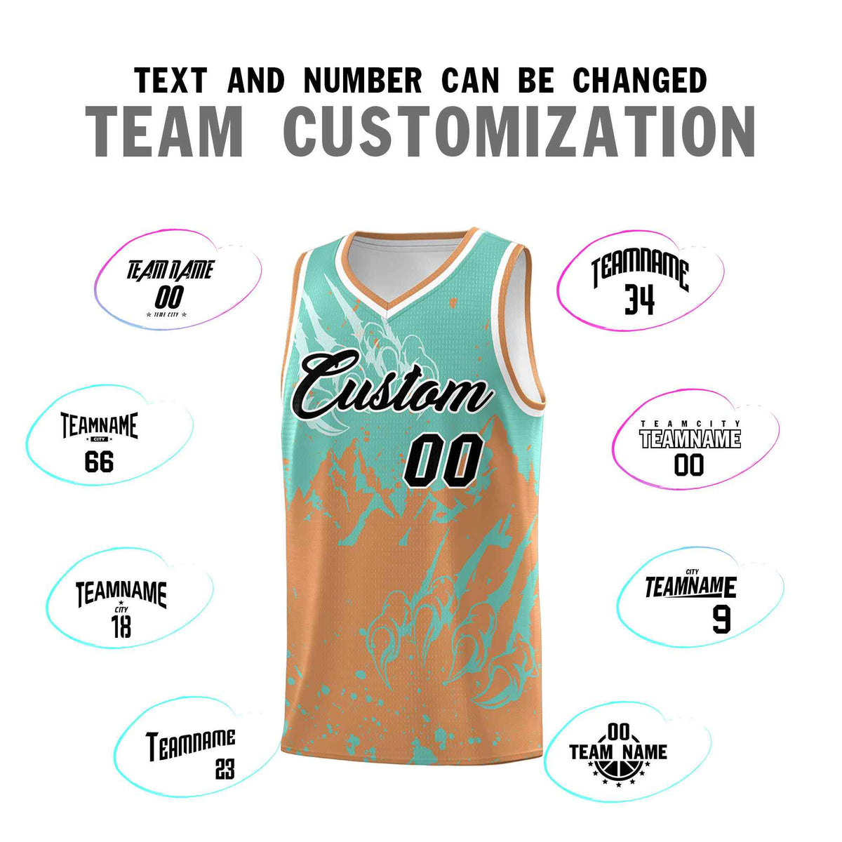Custom Bright Green Buckskin Brown Snow Mountain Beast Pattern Sports Uniform Basketball Jersey
