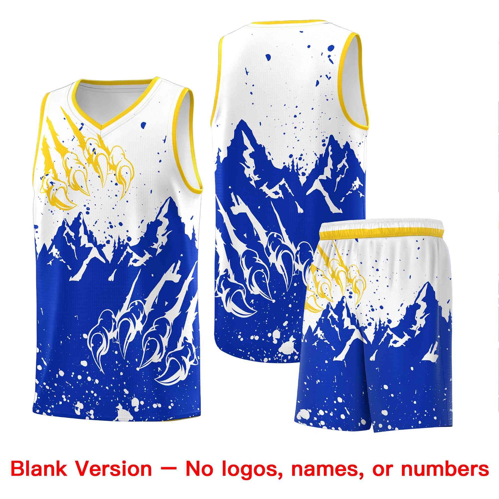 Custom White Royal Snow Mountain Beast Pattern Sports Uniform Basketball Jersey