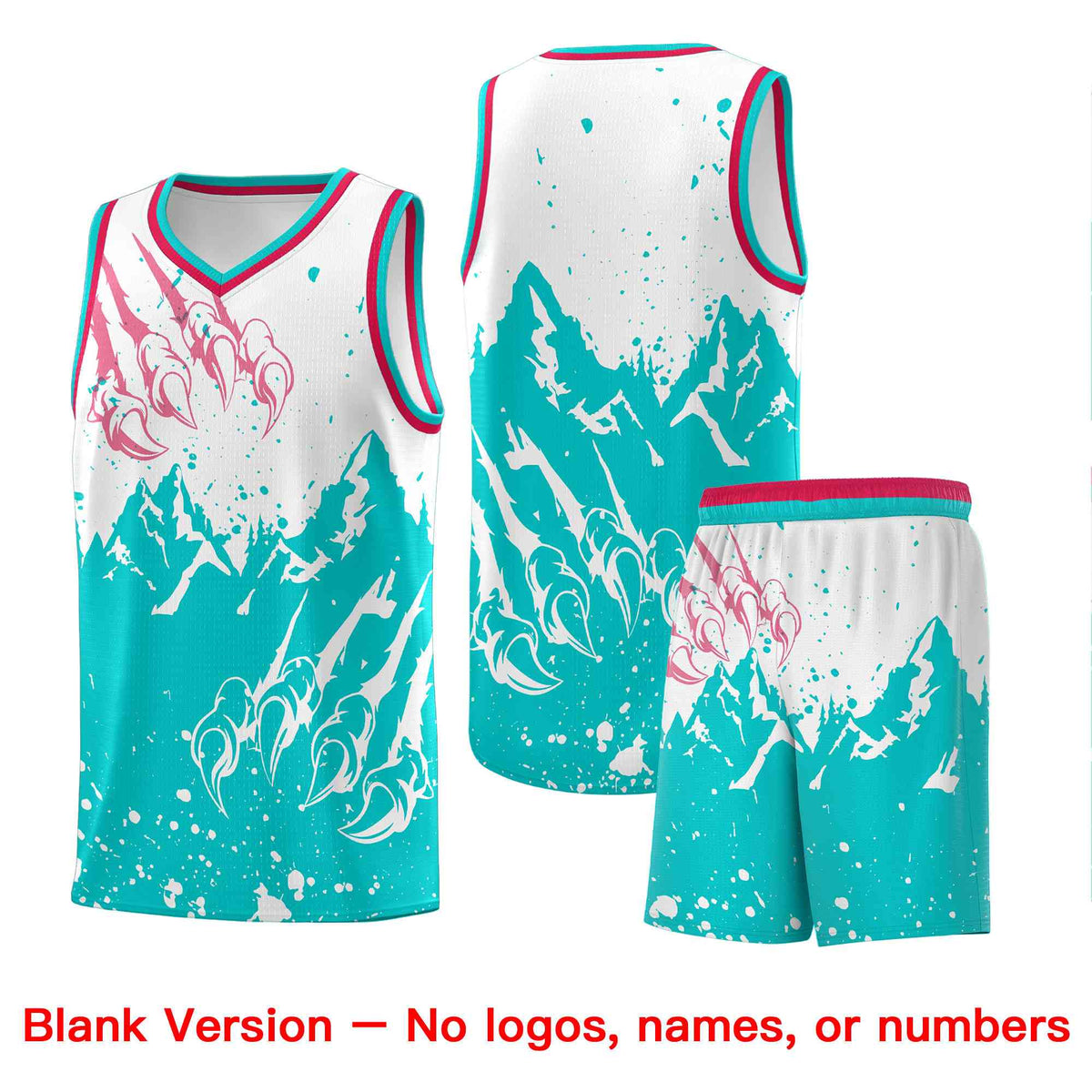 Custom White Aqua Snow Mountain Beast Pattern Sports Uniform Basketball Jersey| KXKSHOP