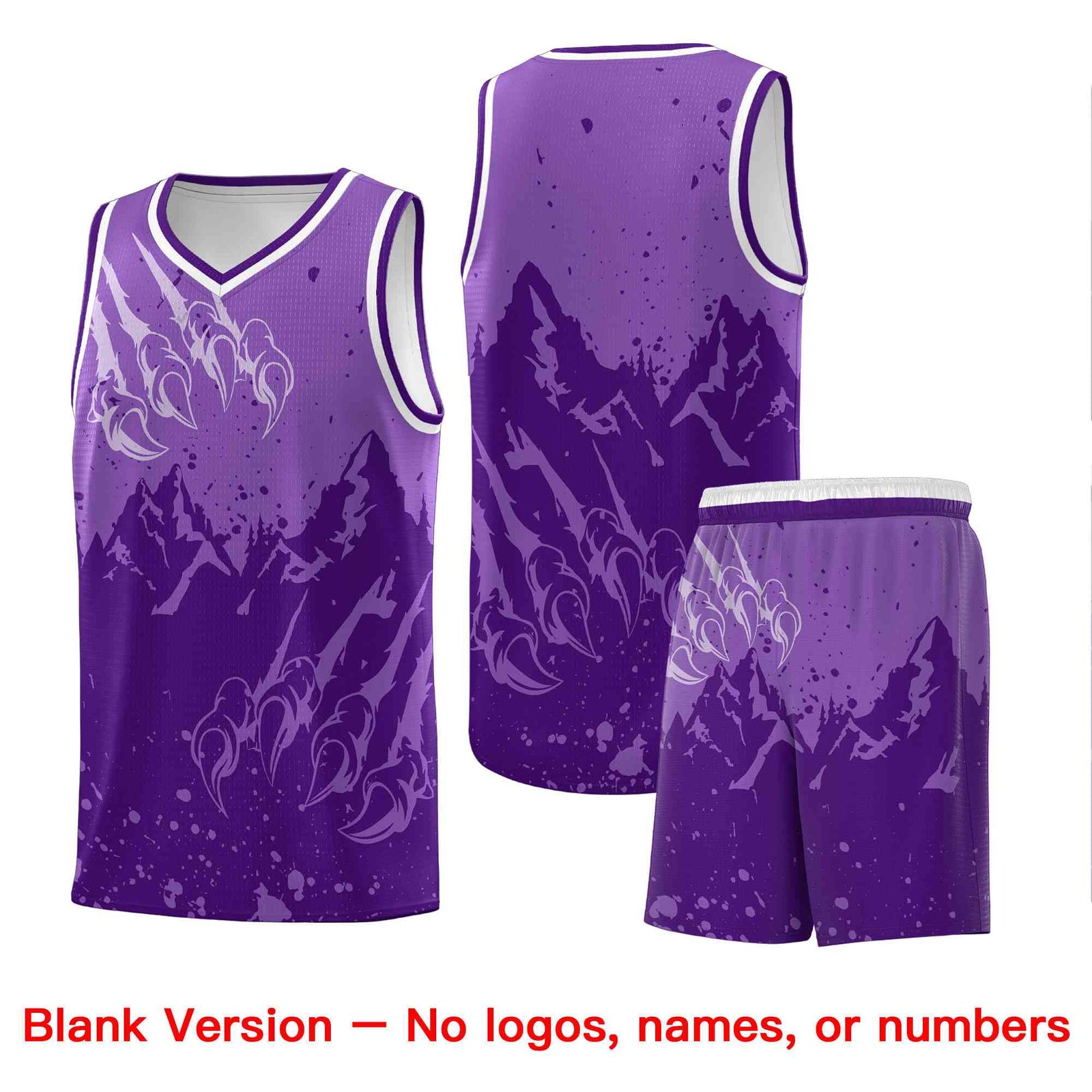 Custom Light Purple Purple Snow Mountain Beast Pattern Sports Uniform Basketball Jersey| KXKSHOP