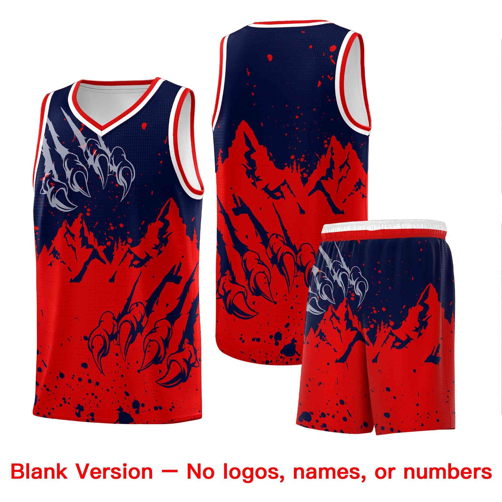 Custom Navy Red Snow Mountain Beast Pattern Sports Uniform Basketball Jersey| KXKSHOP