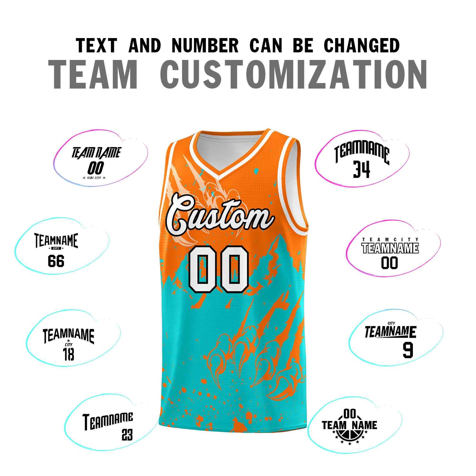 Custom Orange Aqua Snow Mountain Beast Pattern Sports Uniform Basketball Jersey| KXKSHOP