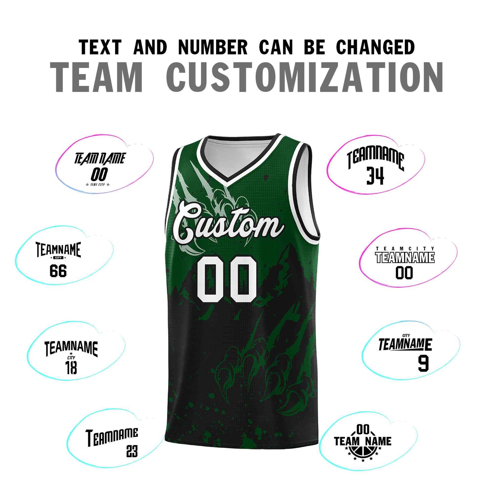 Custom Green Black Snow Mountain Beast Pattern Sports Uniform Basketball Jersey| KXKSHOP