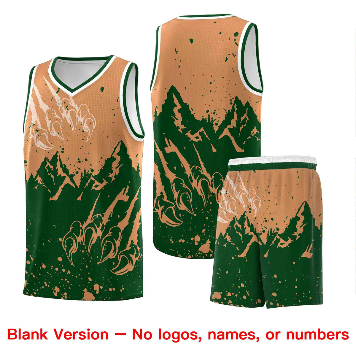 Custom Buckskin Brown Green Snow Mountain Beast Pattern Sports Uniform Basketball Jersey| KXKSHOP